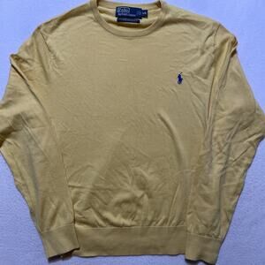 Polo Ralph Lauren Yellow Sweater Cashmere Cotton Blend Crewneck Size Large Y2K